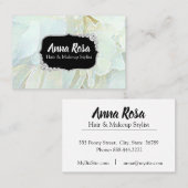 *~* Soft Flower Turquoise Blue Bling Diamond Visitekaartje (Voorkant / Achterkant)