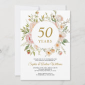 Soft Flowers 50th Anniversary Invitation Kaart (Voorkant)