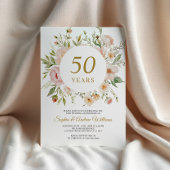 Soft Flowers 50th Anniversary Invitation Kaart