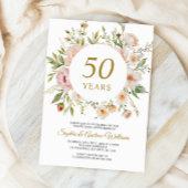 Soft Flowers 50th Anniversary Invitation Kaart