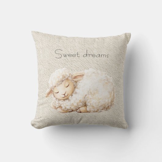 Soft Fluffy Sleeping Sheep Kussen (Voorkant)