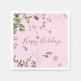 Soft Foliage and Berry Lijst Pink Paper Napkin Servet