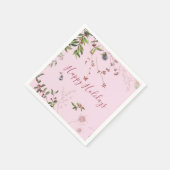 Soft Foliage and Berry Lijst Pink Paper Napkin Servet (Hoek)