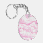 Soft Fuchsia Pink Girly Clouds Sleutelhanger (Voorkant Links)