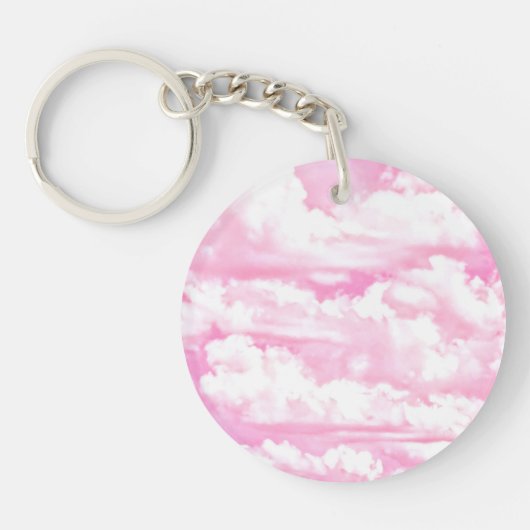 Soft Fuchsia Pink Girly Clouds Sleutelhanger (Voorkant)