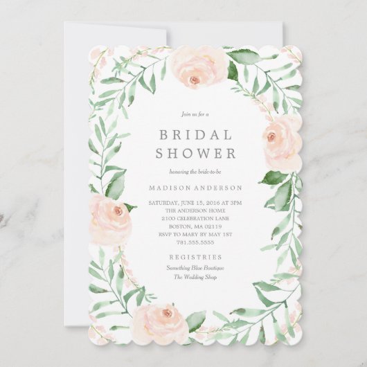 Soft Garden Florals Bridal Shower Invitation Kaart (Voorkant)