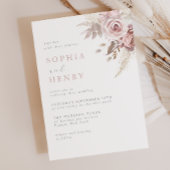 Soft Gentle Blush Floral Wedding Invitation Kaart