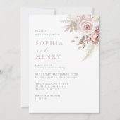 Soft Gentle Blush Floral Wedding Invitation Kaart (Voorkant)