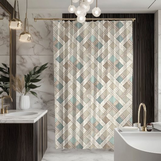 Soft Geometric Curtain Minimalist Bathroom Style Douchegordijn