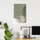 Soft Geometry Print Abstract Line Art (Modern (Thuiskantoor)