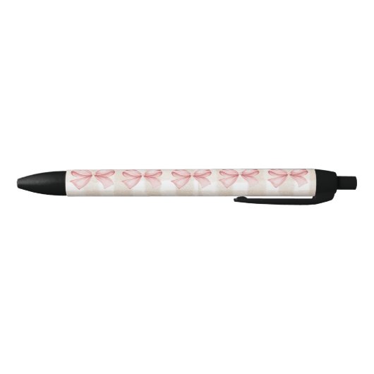 Soft Gingham & Pink Bow Aangepaste naam Zwarte Inkt Pen (Bodem)