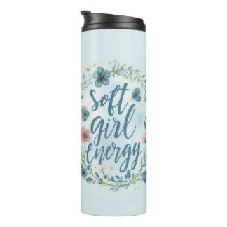 Soft Girl Energy Floral Baby Blue  Thermosbeker