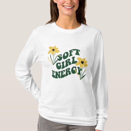 Soft Girl Energy Retro Flowers T-shirt (Voorkant)