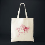 Soft Girl Pink Bow – Cute Coquette Tote Bag<br><div class="desc">A stylish pink watercolor bow paired with elegant script text reading “Soft Girl.” This cute and feminine design captures the trendy coquette aesthetic, perfect for lovers of soft fashion, girly style, and delicate pastel vibes.</div>
