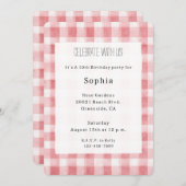 Soft Girly Pink White Plaid Stripes Birthday Kaart (Voorkant / Achterkant)