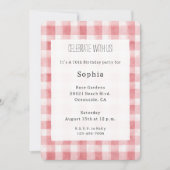 Soft Girly Pink White Plaid Stripes Birthday Kaart (Voorkant)