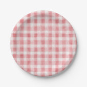 Soft Girly Pink White Plaid Stripes Birthday Papieren Bordje (Voorkant)