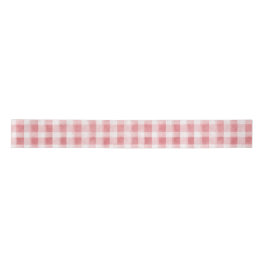 Soft Girly Pink White Plaid Stripes Birthday Satijnen Lint