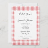 Soft Girly Pink White Plaid Stripes Bridal Shower Kaart (Voorkant)