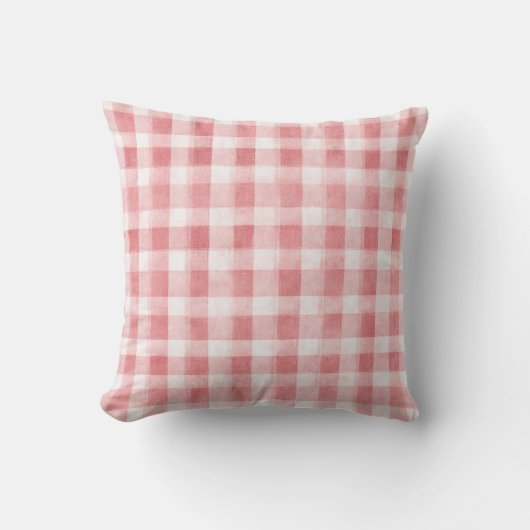Soft Girly Pink White Plaid Stripes   Kussen (Voorkant)