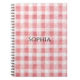 Soft Girly Pink White Plaid Stripes Notitieboek