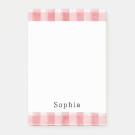 Soft Girly Pink White Plaid Stripes   Post-it® Notes