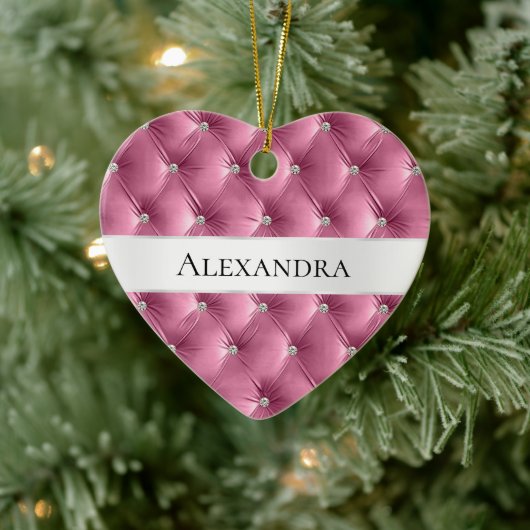 Soft Glam Pink Luxe faux Velvet Christmas Keramisch Ornament (Boom)