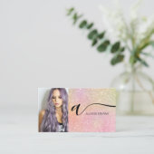 Soft glitter hair make-up photoinitiaal qr code visitekaartje (Staand voorkant)