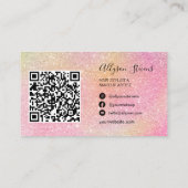 Soft glitter hair make-up photoinitiaal qr code visitekaartje (Achterkant)