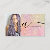 Soft glitter hair make-up photoinitiaal qr code visitekaartje (Voorkant)