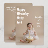 Soft Glow Birthday Card – Baby Girl Download Kaart (Voorkant / Achterkant)