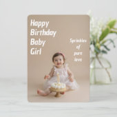 Soft Glow Birthday Card – Baby Girl Download Kaart (Staand voorkant)