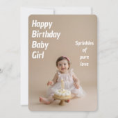 Soft Glow Birthday Card – Baby Girl Download Kaart (Voorkant)