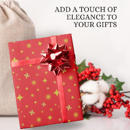 Soft Glow Golden Stars & Floral Petals Pattern Cadeaupapier