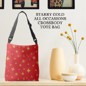 Soft Glow Golden Stars & Floral Petals Pattern Crossbody Tas