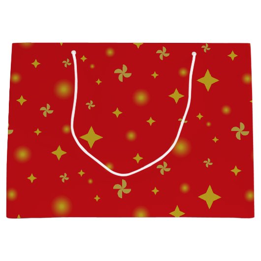 Soft Glow Golden Stars & Floral Petals Pattern Groot Cadeauzakje (Voorkant)