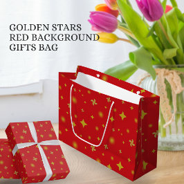 Soft Glow Golden Stars & Floral Petals Pattern Groot Cadeauzakje