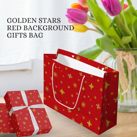 Soft Glow Golden Stars & Floral Petals Pattern Groot Cadeauzakje