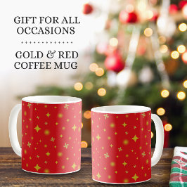 Soft Glow Golden Stars & Floral Petals Pattern Koffiemok