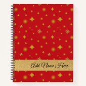Soft Glow Golden Stars & Floral Petals Pattern Notitieboek (Voorkant)
