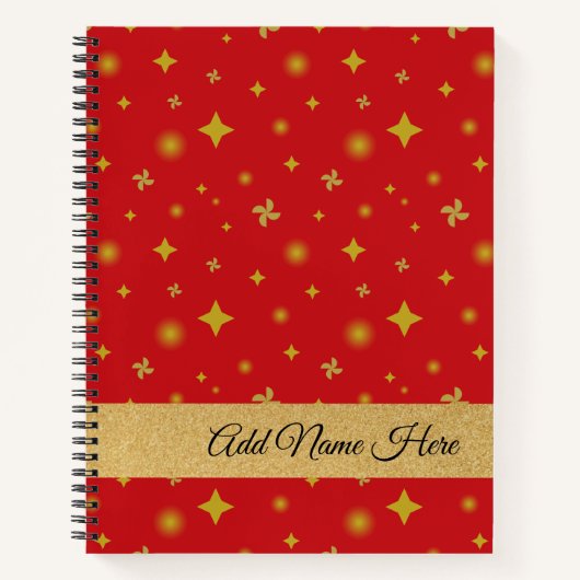 Soft Glow Golden Stars & Floral Petals Pattern Notitieboek (Voorkant)