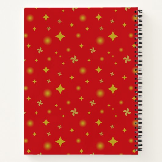 Soft Glow Golden Stars & Floral Petals Pattern Notitieboek (Achterkant)