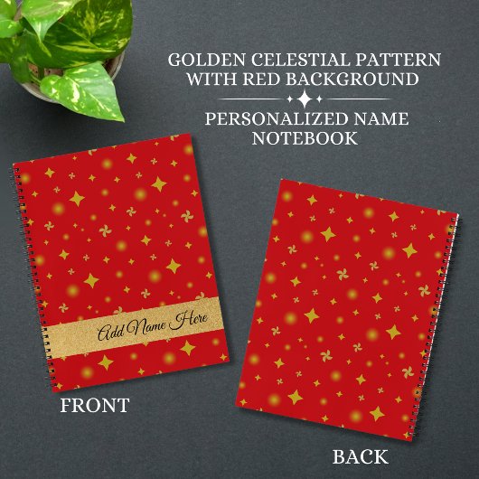 Soft Glow Golden Stars & Floral Petals Pattern Notitieboek