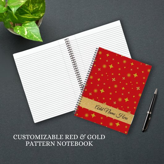 Soft Glow Golden Stars & Floral Petals Pattern Notitieboek