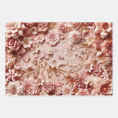 Soft Gold Baroque Blush Floral Butterfly Collage Inpakpapier Vel (Voorkant 3)