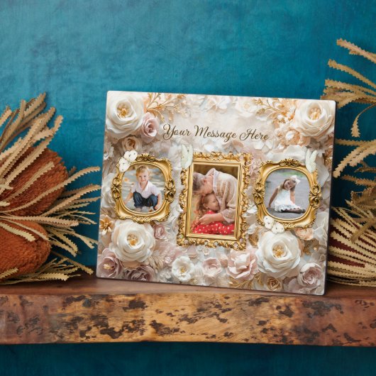 Soft Gold Baroque Floral Photo Frames Collage Fotoplaat (Zijkant)