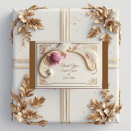 Soft Gold Baroque Grandeur with Tulip Floral Swirl Rechthoekige Sticker
