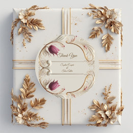 Soft Gold Baroque Grandeur with Tulip Floral Swirl Ronde Sticker