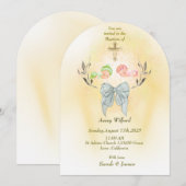  Soft gold cross Baptism invitation  Kaart (Voorkant / Achterkant)