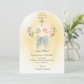  Soft gold cross Baptism invitation  Kaart (Staand voorkant)